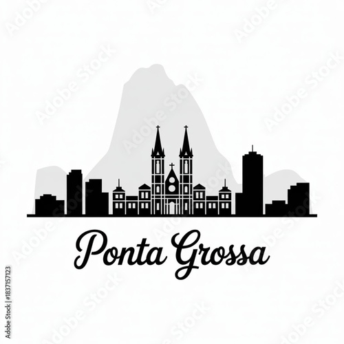 Ponta Grossa Skyline Silhouette — The Sandstone Formations City of Paraná Vector Illustration