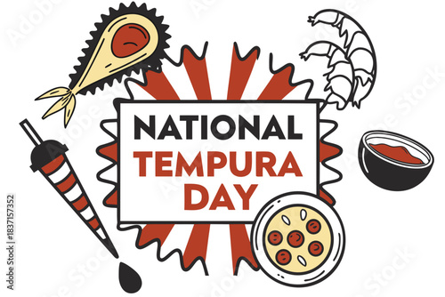 NATIONAL TEMPURA DAY vector illustration isolated on white background
