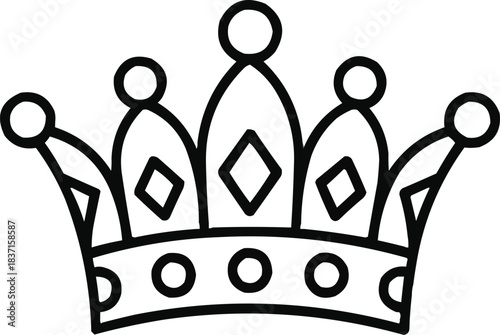 Minimal Royal Crown Outline Icon Elegant Monarchy Symbol