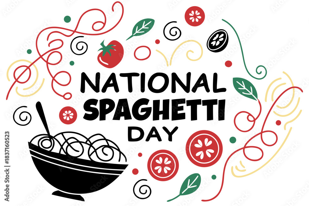 Naklejka premium NATIONAL SPAGHETTI DAY vector illustration