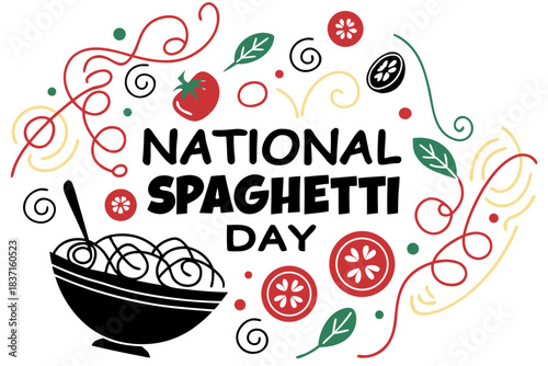 NATIONAL SPAGHETTI DAY vector illustration 