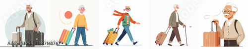 Vector Illustration of a Handsome Elderly Man Traveling