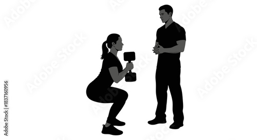 Dumbbell Lunge Exercise Assisted by Fitness Professional