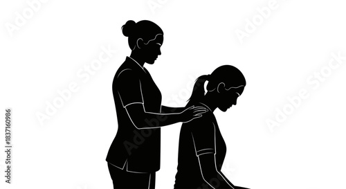Therapist Providing Shoulder Massage Silhouette IllustrationSilhouette illustration of a couple dancing with love, holding hands