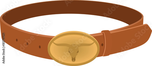 Cowboy brown belt. vector illustration