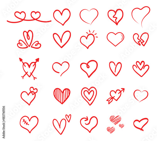 Heart in doodle style. Symbol of Valentine's Day and love. Shapes For Create Your Own Art. Abstract contemporary modern trendy vector. Design for card, print , logos, branding, mood boards, vector .