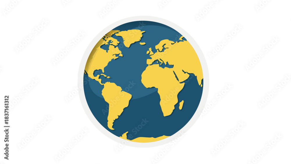 Fototapeta premium Pixelated Globe Earth Representation With Continents Africa Europe Asia North America South America Australia And Antarctica In Yellow Blue Colors Isolated On Black Background