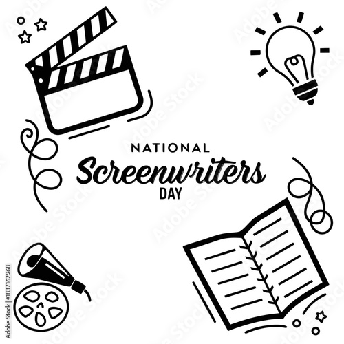 NATIONAL SCREENWRITERS DAY vector illustration 