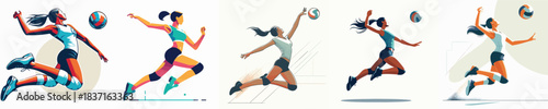 Athletic Female Volleyball Athlete Vector Illustration