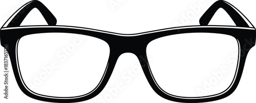 Glasses Silhouette Illustration – Black Eyeglass Frame Vector in Simple Clean Outline Design