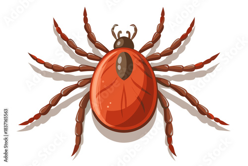 High-quality illustration of a tick insect with realistic detail and color. This vector graphic shows the tick’s body structure, legs, and texture, perfect for educational, scientific, and medical pur