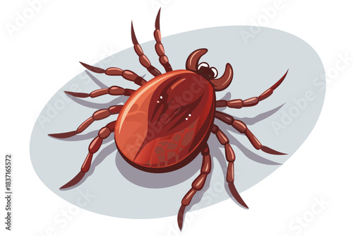 High-quality illustration of a tick insect with realistic detail and color. This vector graphic shows the tick’s body structure, legs, and texture, perfect for educational, scientific, and medical pur