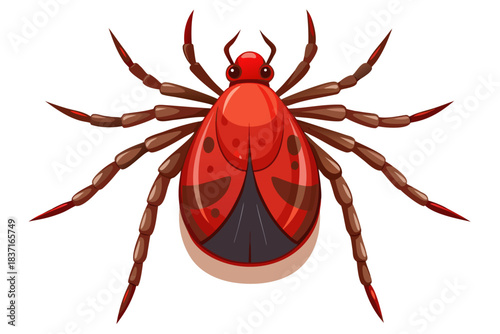 High-quality illustration of a tick insect with realistic detail and color. This vector graphic shows the tick’s body structure, legs, and texture, perfect for educational, scientific, and medical pur
