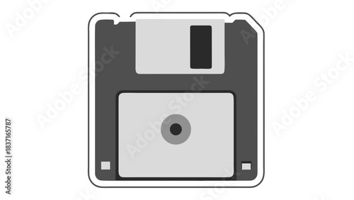 Retro 3.5 Inch Floppy Disk Data Storage Media Object Against a Black Background