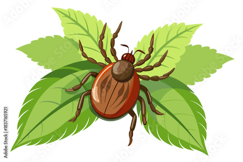 High-quality illustration of a tick insect with realistic detail and color. This vector graphic shows the tick’s body structure, legs, and texture, perfect for educational, scientific, and medical pur