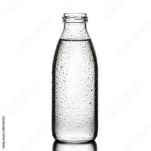 Wallpaper Mural Refreshing glass bottle of cold, pure water covered in condensation droplets, symbolizing natural hydration and crisp freshness on a clean white background Torontodigital.ca