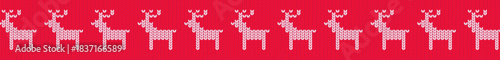 Vector red Christmas sweater pattern with deers for Christmas Party and New Year event decoration.