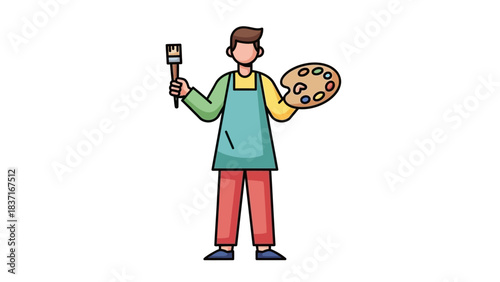Creative artist holding a paintbrush and color palette.