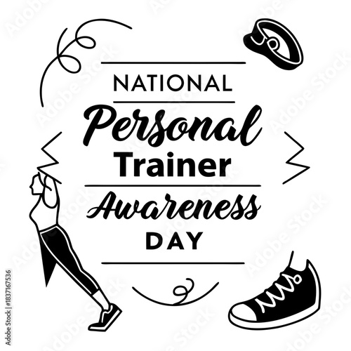 NATIONAL PERSONAL TRAINER AWARENESS DAY vector illustration isolated on white background