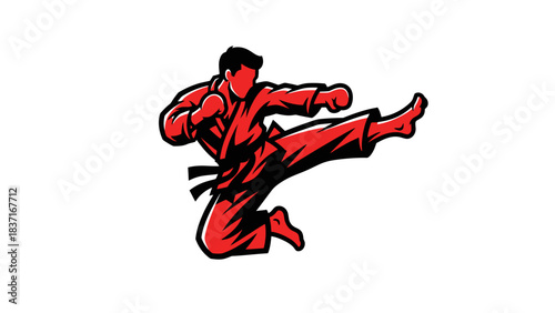 Dynamic Martial Arts Kick Illustration