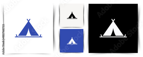 Simple and modern teepee tent icon set perfect for outdoor adventure and camping brand design