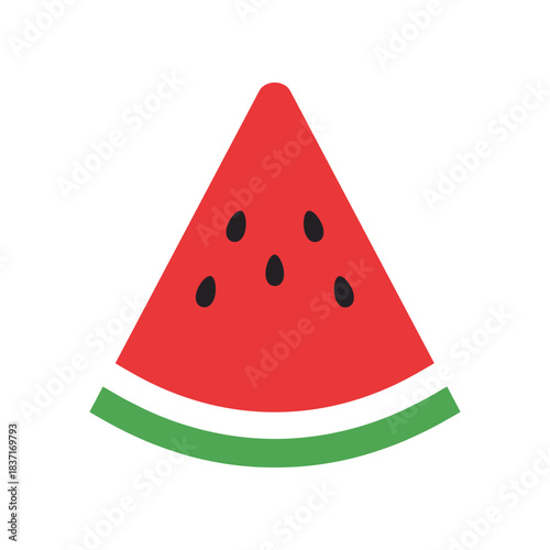A Simple Slice of Watermelon with Seeds and Green Rind.