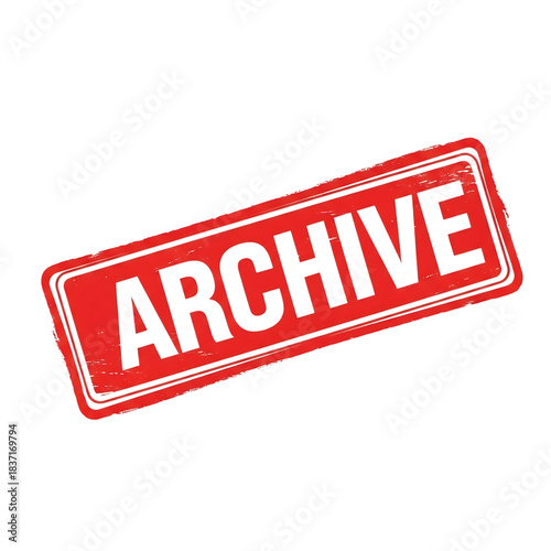 A red archive stamp isolated on transparent background