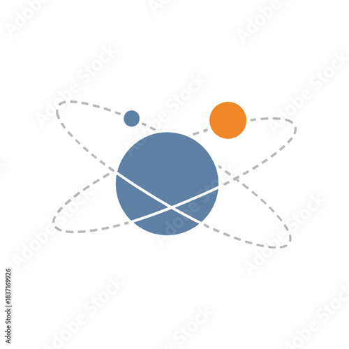 Abstract representation of an atom with orbiting electrons.