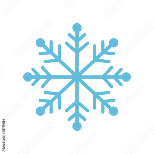 Blue Snowflake Icon Isolated on White Background Winter Symbol.