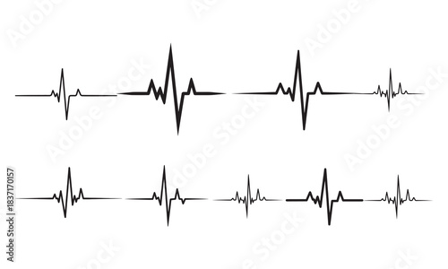 Heartbeat ecg line graph pulse rhythm isolated on white