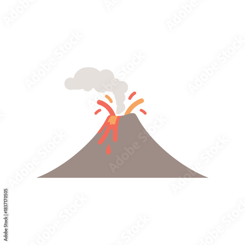 Cartoon Volcano Eruption with Lava and Smoke Illustration.