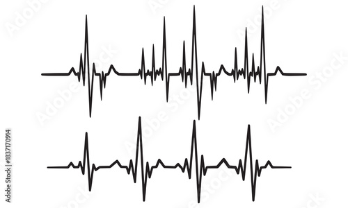 Electrocardiogram heartbeat line tracing graphic isolated on white background