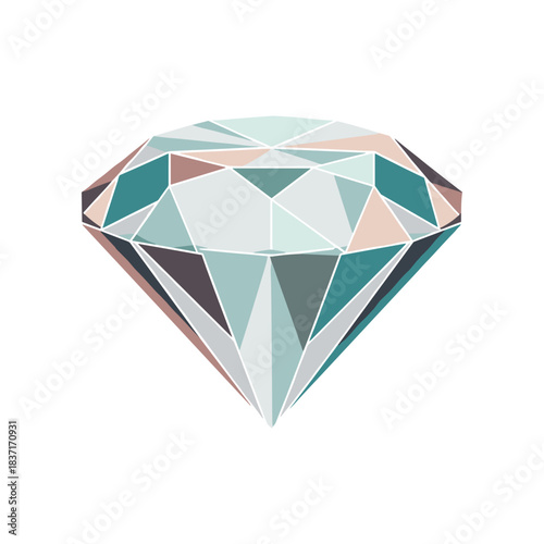 Colorful Geometric Diamond Gemstone Isolated on White Background.