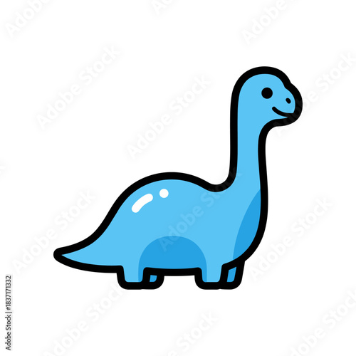 Cute Blue Cartoon Dinosaur Illustration.