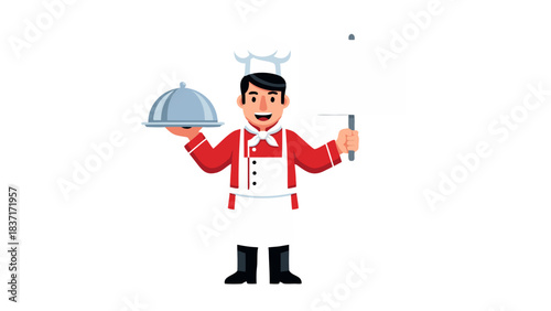 waiter with tray and cutlery