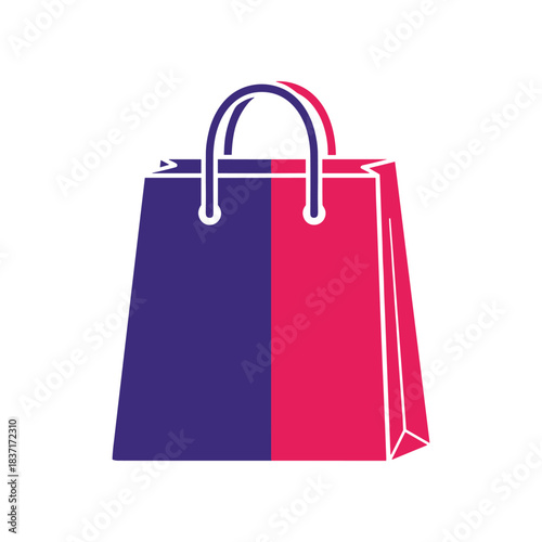 Shopping bag design with two color scheme for retail and commerce.