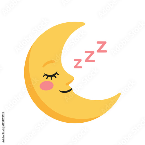 Sleeping Moon Cartoon Illustration with Zzz.