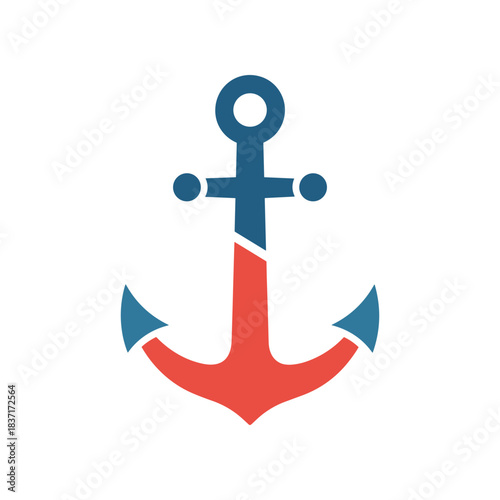 Stylized Anchor Symbol in Red and Blue Colors.