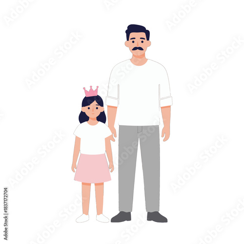 Father and Daughter Flat Design Illustration