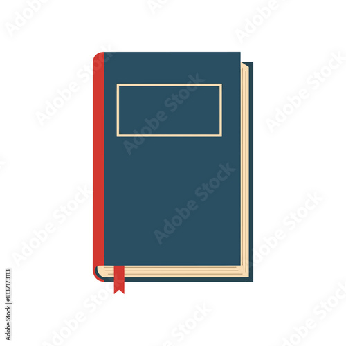 A Closed Blue Book with a Red Spine and Bookmark.