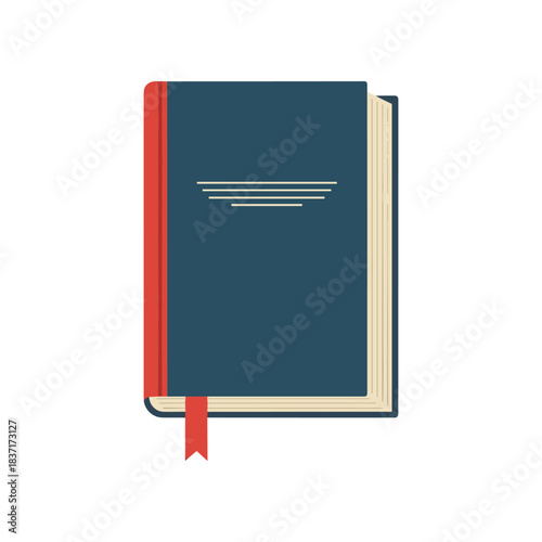 A Closed Hardcover Book with a Red Spine and Bookmark.