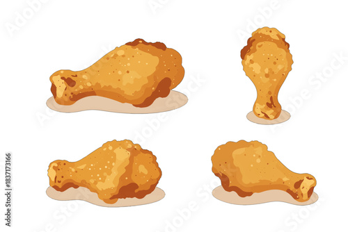 Fried Chicken Wings Flat Design Illustration