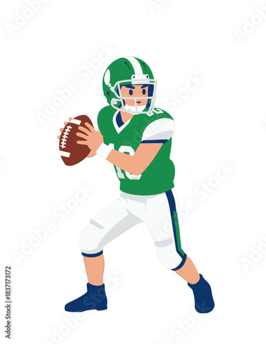 Football Player Quarterback Illustration Vector Design