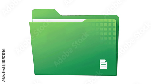 Green File Folder Vector Icon Illustration
