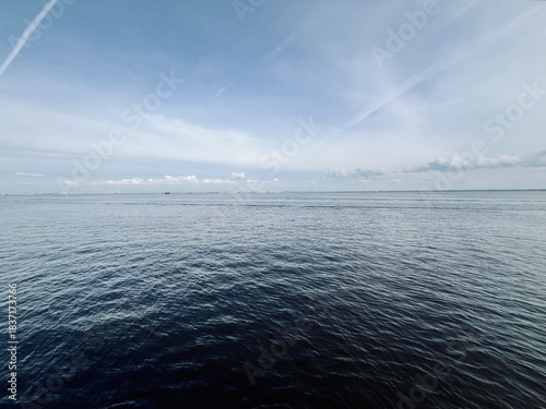 Blue sea horizon, view from the yacht