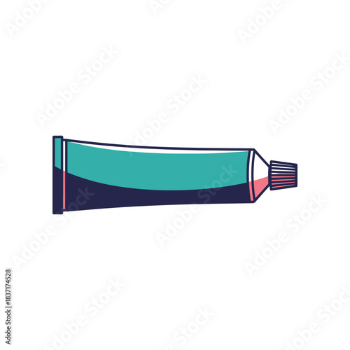 A simple illustration of a teal colored squeeze tube.