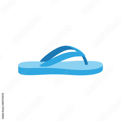 A single blue flip flop sandal isolated on a white background.