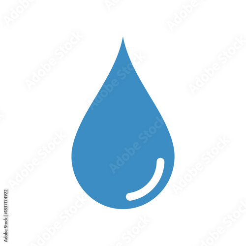 Blue water droplet illustration representing purity and freshness simple design.