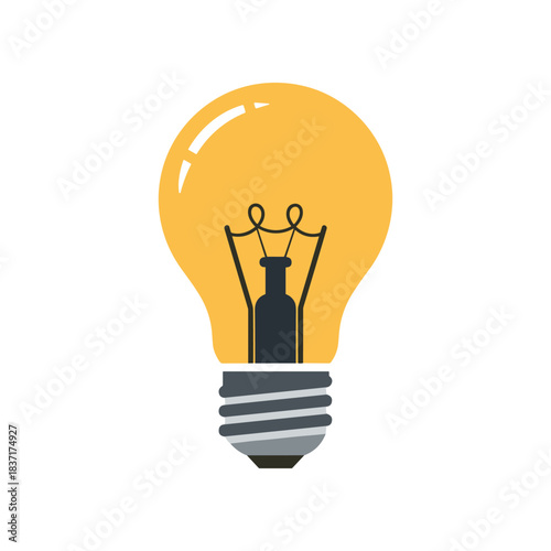 Bright yellow incandescent light bulb with visible filament and screw base.