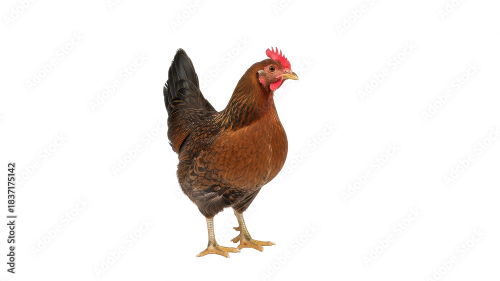 Fototapeta premium Brown Chicken Hen Standing isolated PNG with Transparent Background